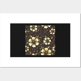 Vintage Seamless Flower Pattern Posters and Art